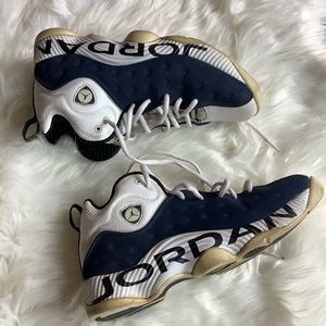 Jordan Navy and White Athletic Shoes